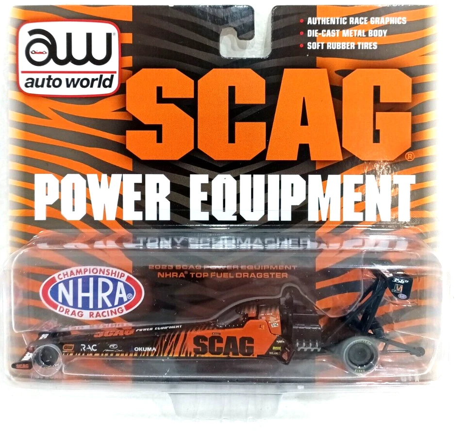Auto World Top Fuel Dragster coche de juguete fundido a presión escala 1:64 gráficos Scag de marca Foto 1 de 4