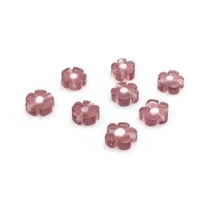 Vintageparts DIY Lampworkperle Blume in altrosa und weiß 8mm 8 Stück - Bild 1 von 4
