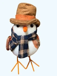 Harvest Autumn Fall Fabric Felt Bird Plaid Scarf Hat Holiday Decor - Picture 1 of 9