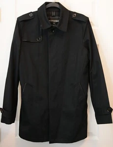 EXPRESS Black Top Coat Overcoat Jacket Long Size Mens SMALL Excellent Condition - Picture 1 of 7