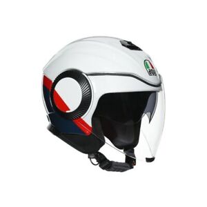 Helmet Jet Agv Orbyt Block Pearl White Ebony Red Fluo