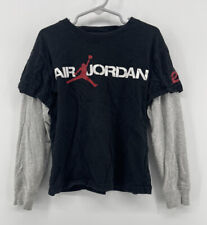 Nike Air Jordan Long Sleeve T Shirt Youth Boys Size 7 Gray Black Red Jumpman 23