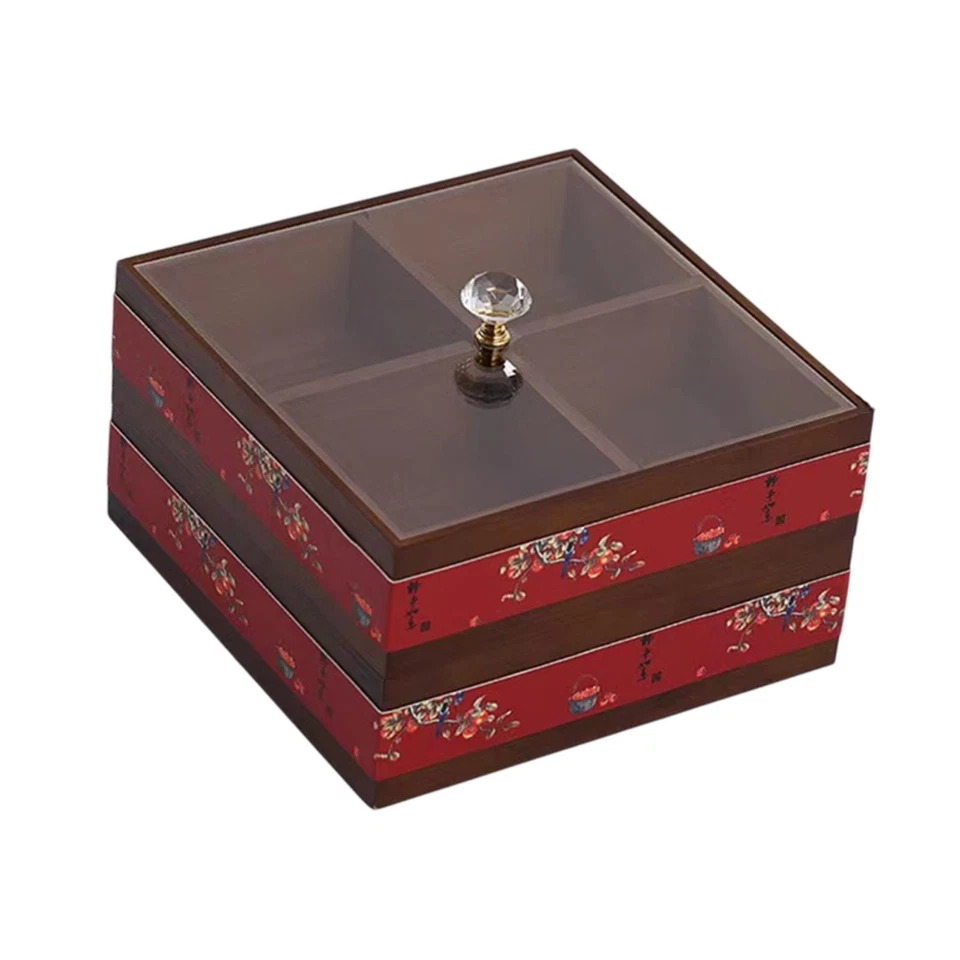 Divided Serving Tray Snack Tray Portable Appetizer Platter with Cover for - Image 1 of 1