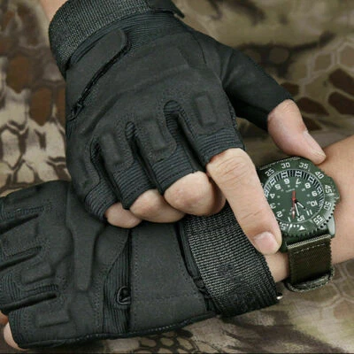 Guantes tácticos militares de tiro para hombre deportes motocicleta ciclismo guantes sin dedos Foto 1 de 4