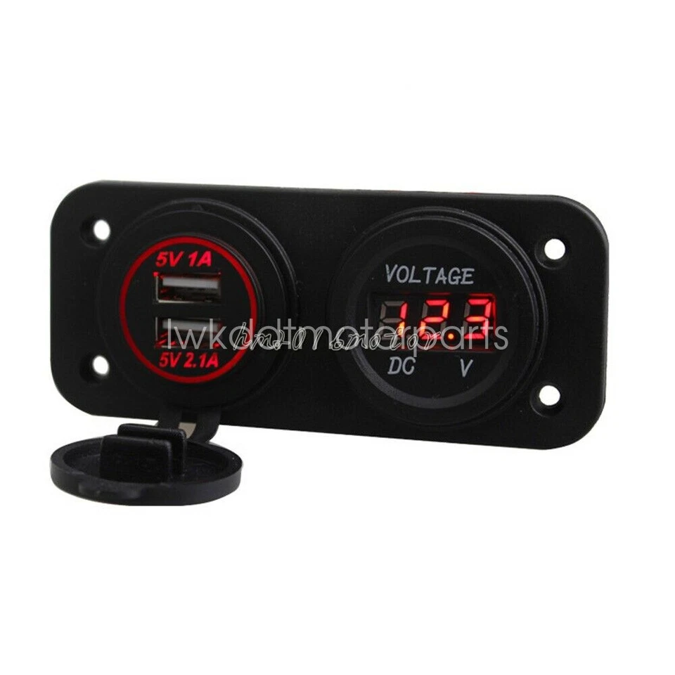3 in 1 5V 3.1A Dual USB Charger Ports Outlet Socket LED Indicator Voltmeter - Image 1 of 1