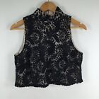 Rodeo Show womens top size 12 cropped black floral lace sleeveless 13.0068