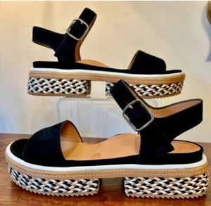 L'Amour Des Pieds LDP Sandals Shoes "Dalaney" Black Suede Leather Size 6 New - Picture 1 of 12