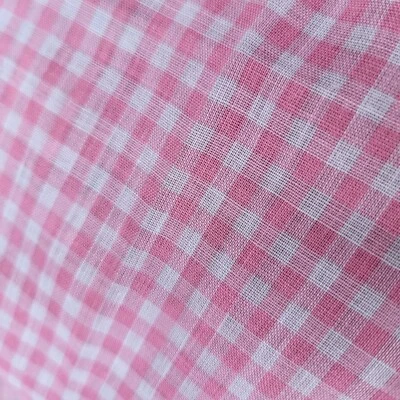 Fabric Remnant Light Pink White Check 44"WX90"L Sheer Arts Craft Home Decor Curt - Image 1 of 3