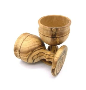 Two Cups Wine wood olive Handmade From Jerusalem Church Bethlehem - Holy Land X2 - Picture 1 of 7