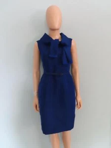 Oscar de la Renta Royal Blue Belted Bow Detail Sheath Dress Size US 6 - Picture 1 of 12
