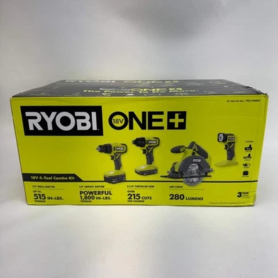 New Ryobi PCL1400K2 18V ONE+ 4-Tool Combo Kit - Image 1 of 4
