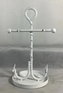 Anchor Metal Jewelry Display Stand Organizer White 7.75” H 3.75” D - Picture 1 of 3