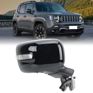 10PIN Right Side Mirror For Jeep Renegade BU 2015-2022 W/Blind Spot Glossy Black - Picture 1 of 20