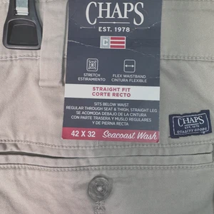 Chaps Straight Fit Chino Pant Size 42X32 Stretch Flex Waistband. Khaki,NWT - Picture 1 of 4