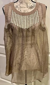 Chaleco Anthropologie Ryu Drapeado Gasa Transparente Top Sin Mangas Boho Crochet Encaje Largo - Imagen 1 de 13
