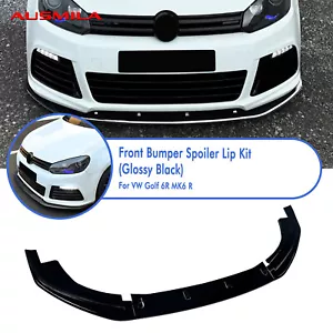 Car Front Bumper Splitter Lip Kit For Volkswagen VW Golf 6 MK6 R 2010-2013 Black - Picture 1 of 11