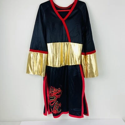 Ninja Dragón Rojo Negro Dorado Vestido Halloween Disfraz Niñas Talla Mediana 6 7 8 Años Foto 1 de 4