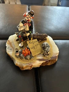 Figura de payaso vintage pintada a mano de Ronald A Lee con chapada en oro de 24 quilates - firmada 84 - Imagen 1 de 10