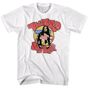 TWISTED SISTER T-Shirt Topless Girl '76 USA Flag Graphic Tees - Picture 1 of 2