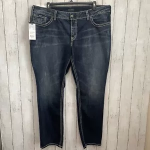 Silver Jeans Co. Neu mit Etikett Damenjeans gerades Bein indigo 24 x 32 Plus mittlerer Bund Curvy - Bild 1 von 18