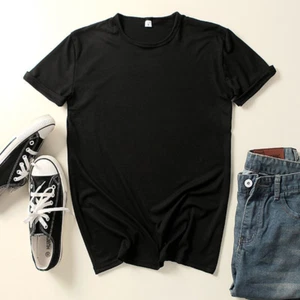 T-shirt estiva nuova uomo e donna seta latte girocollo bianca top causale - Foto 1 di 10