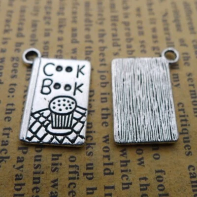 BULK 150Pcs Cook Book Charms DIY Jewelry Making Pendant Antique Silver - Imagem 1 de 2