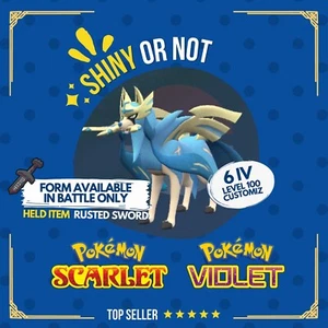 Zacian Crowned Sword ⚔️ Shiny or Non ✨ 6 IV Competitive Pokémon Scarlet Violet - Picture 1 of 5