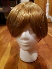  Short Blonde Wig with Bangs - Natural Gold Straight Synthetic Heat Gold