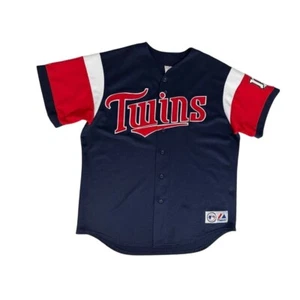Vintage Minnesota TWINS Jersey Blue Red White NO NAME BLANK Majestic Mens XL - Picture 1 of 8
