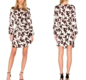 A.L.C. Womens Freja Knotted Dress White 4 Mini Long Sleeve Lined Side Snap Zip - Picture 1 of 16