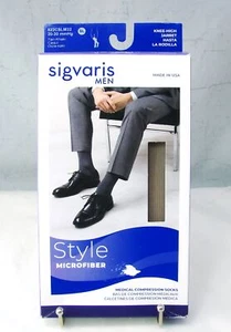 Sigvaris 822CSLM32 Knee High Compression Socks 20-30 mmHg Tan-Khaki SL NIB Imp. - Picture 1 of 7