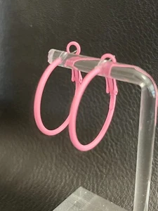 FUN NEW PAIR WOMEN'S HOOP EARRINGS 30MM PASTEL PINK - Picture 1 of 5
