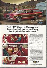 1977 FORD LTD Country Squire advertisement, LTD Wagon pulling Airstream trailer