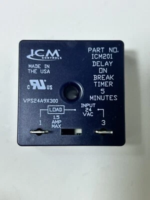 OEM ICM Controls ICM201 Delay on Break Timer 5 Minutes, 18-240 Vac 24 VAC 5 NEW! - Image 1 of 4