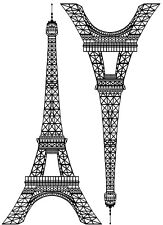 Eiffel Tower   2 pcs 6" X 2-3/4"   Black Fused Glass Decals 1152