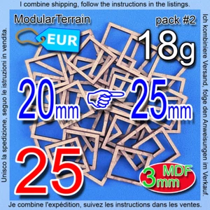 25x Adapter 20mm To 25mm Square Base 3mm MDF Warhammer 40K AOS The Old World - Imagen 1 de 9