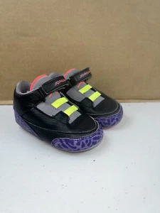 Girls Nike Air Jordan III 3 Black Violet Retro TD 2013 sz 4C Bootie Soft Sole - Picture 1 of 7
