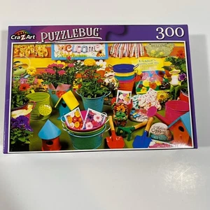 PUZZLEBUG CraZart 18.25" X 11" Puzzle 300 Piece GARDENING TIME FROGS - NEW - Picture 1 of 4