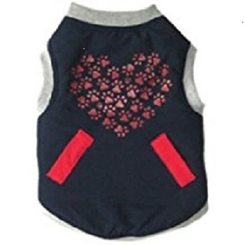 NWT, PETELLIGENCE, RED HEART ON BLUE DOG JACKET (SIZE MEDIUM) - Image 1 of 2