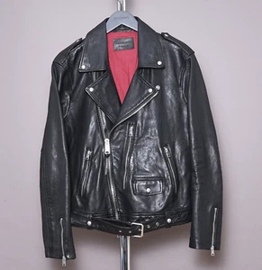 ALL SAINTS Leather Jacket EXTRA LARGE Mens Black XL Biker Bomber Celebrity DREN - Picture 1 of 20
