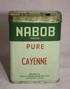 VINTAGE NABOB PURE CAYENNE SPICE TIN/CAN 1 1/2 0Z. KELLY DOUGLAS CO. VAN, CANADA - Bild 1 von 6