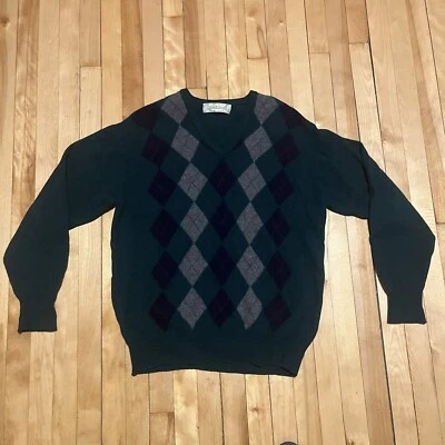 Lyle & Scott 100% Lambswool Scotland Made Sweater V Neck Green Mens Size Large L - Image 1 of 4