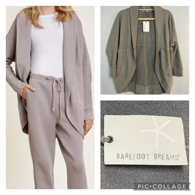  Cardigã Barefoot Dreams Malibu Collection Youth Brushed Terry Circle tamanho 6/7 - Imagem 1 de 4