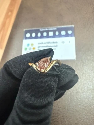 0.60 TCW Pear Lab Grown Diamond Ring For Wedding IGI Certified 14 KT Gold Pink - Image 1 of 4