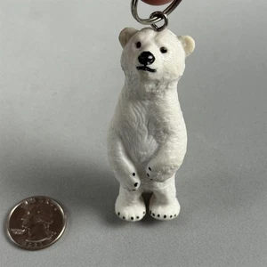 Vintage WAI 1984 White Polar Bear 3" Tall Standing Cute Charm Keychain Key Ring - Picture 1 of 5