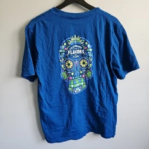 Sauza Tequilla Pocket Tee Sugar Skull Blue Large Celebrate the Flavors of Life - Picture 1 of 7