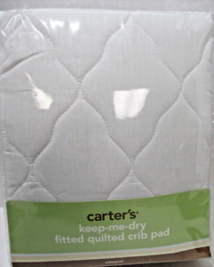 Carter's Fitted Crib Pad Keep Me Dry White Waterproof Quilted Standard 28" X 52"