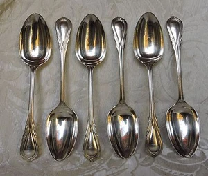 Antique Lily Pattern Silver Plated Six Table Spoons 22.3 cm Mappin Bros c1870 - Picture 1 of 10