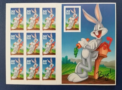 Scott 3138 BUGS BUNNY Imperf Pane of 10 US 32¢ Stamps MNH 1997 - Image 1 of 3