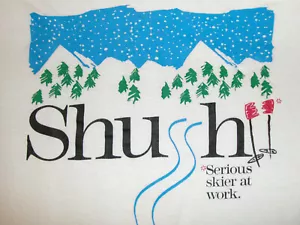 Vintage 80er SKI SKI SIGNAL TAG T-SHIRT Gr. L Hergestellt in den USA Einzelstich Pfauenpapiere - Bild 1 von 5